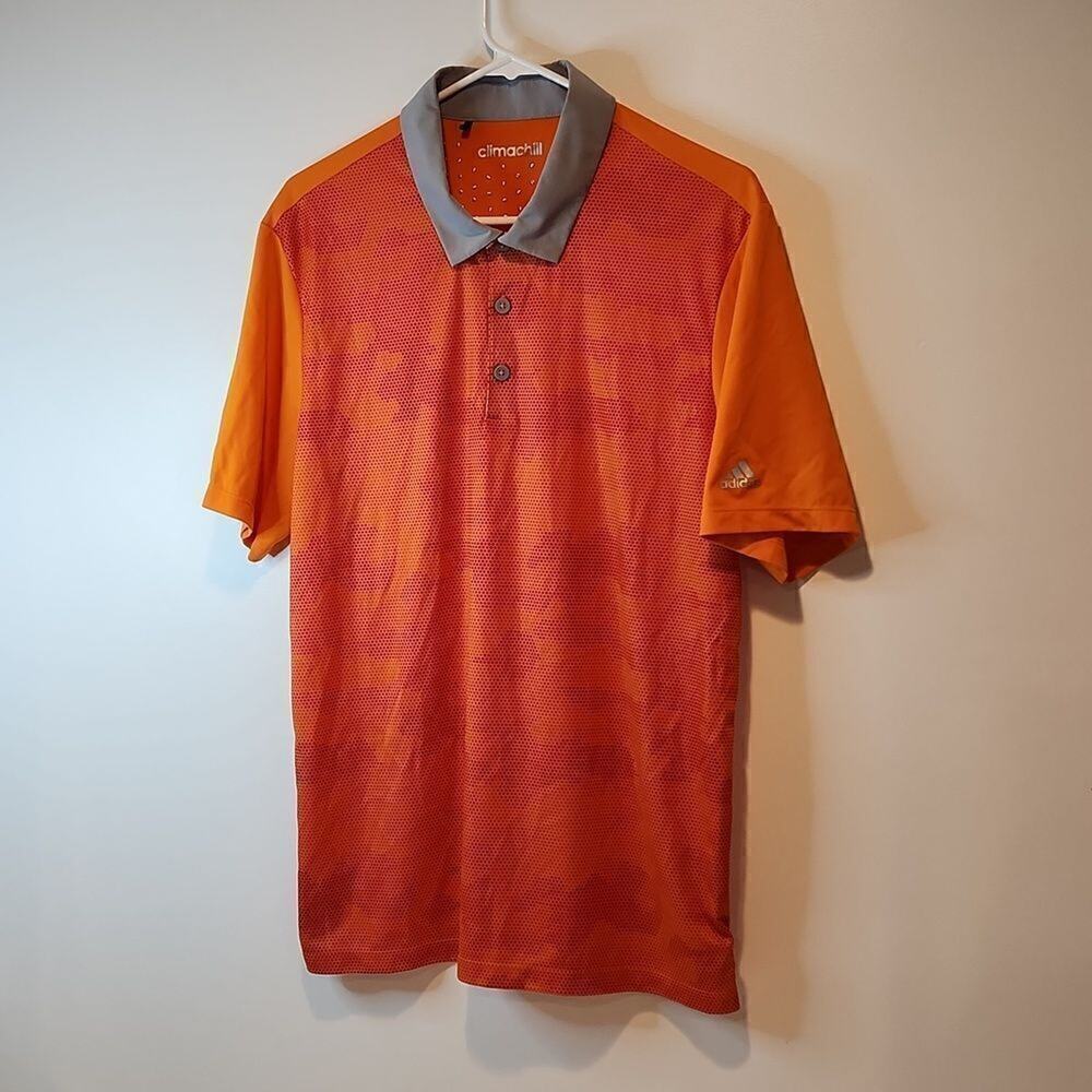 Adidas Climachill Orange Camo Golf Polo Shirt Men's Size XL EUC VERY NICE!! - Picture 3 of 10